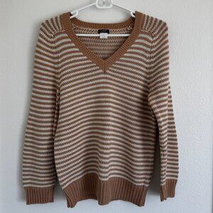 JCrew Striped V Neck Sweater